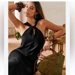 NWT Sezane Sandra Midi Black Halter Dress